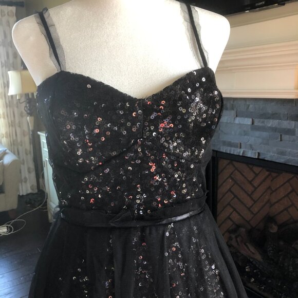NWT French Connections Size 2 Black Sequin and Tulle Mini Party Dress - Picture 7 of 15